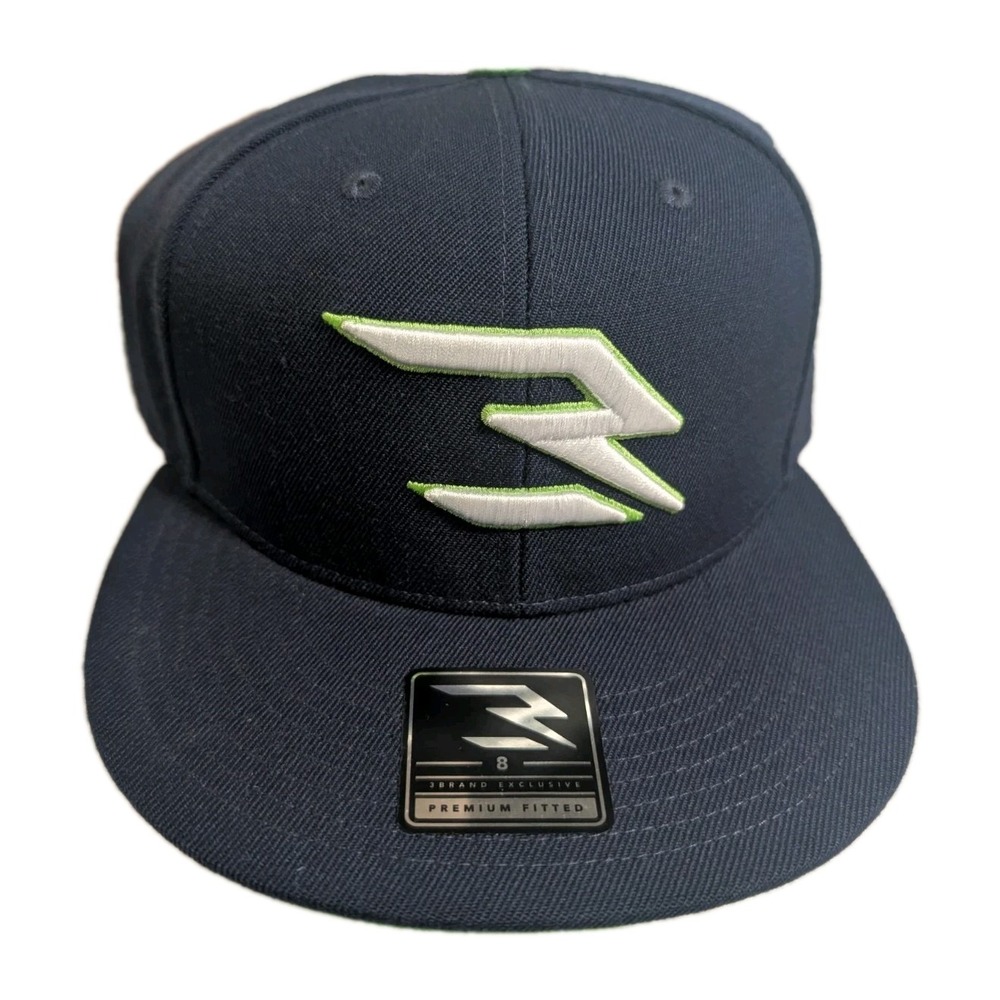 Dangeruss x Lids Exclusive Premium Fitted Hat Navy White Neon Green Size 8 NWT